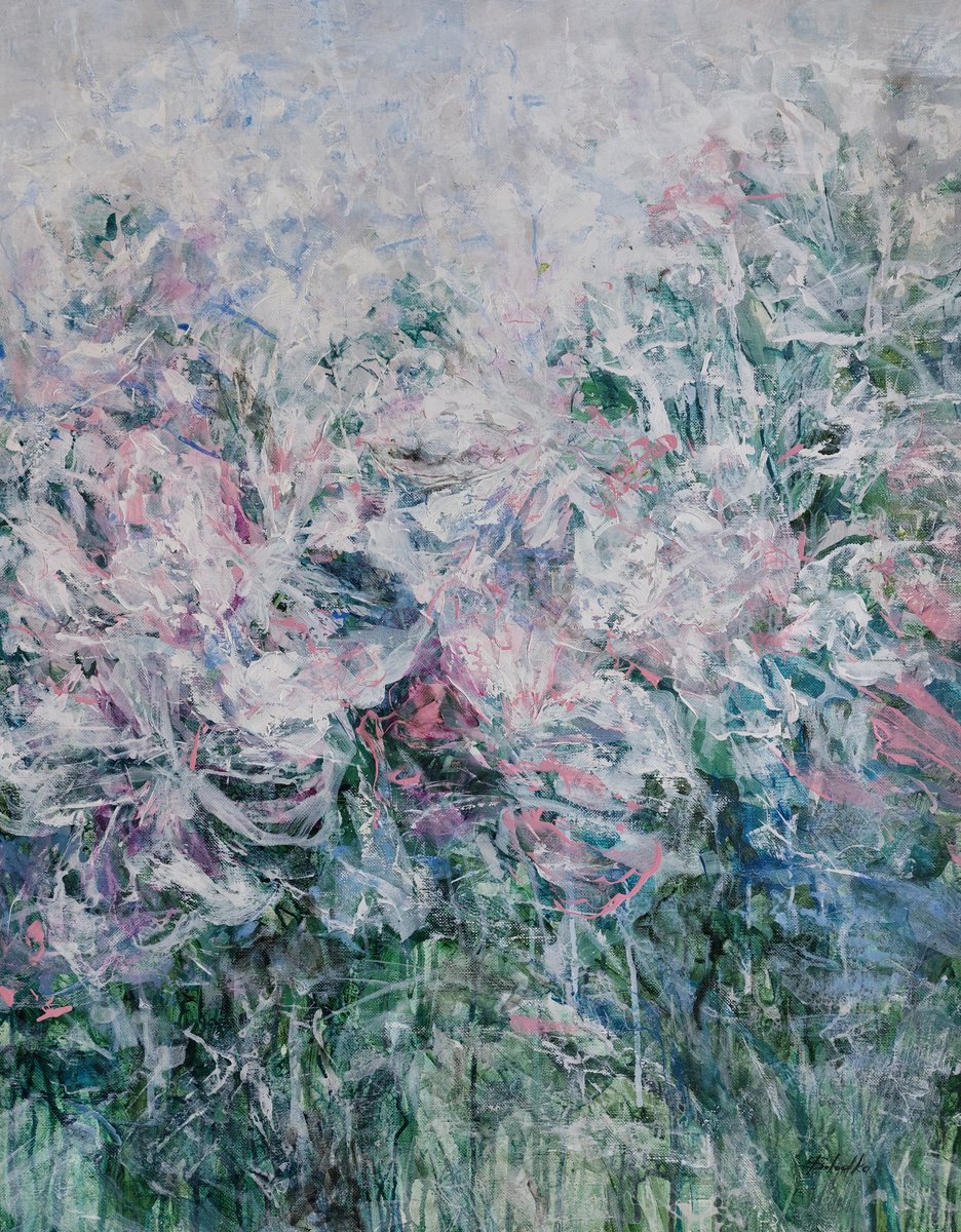 Abstract Acrylic Painting By Katia Solodka, 24 X 31", The Energy Of Bloom, Original Artwork