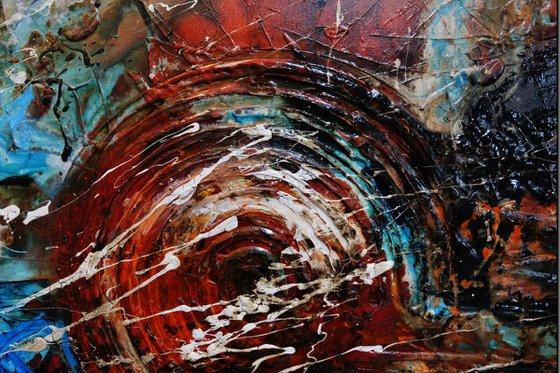 Rusted Overland 190cm x 100cm Blue Orange Abstract Art