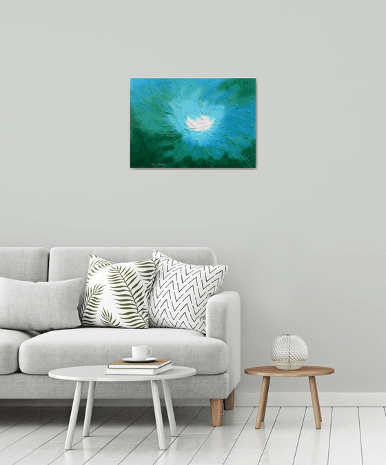 The Beginning - colorful abstract aerial painting; home, office decor; gift idea