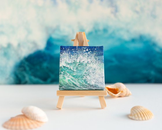 Miniature blue ocean waves