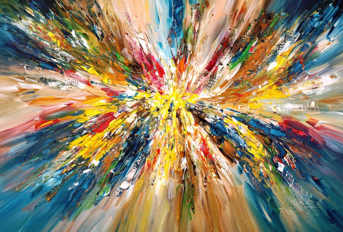 Abstract Acrylic Painting By Peter Nottrott, 61 X 41", Magical Energy Cloud D 6, Original Artwork