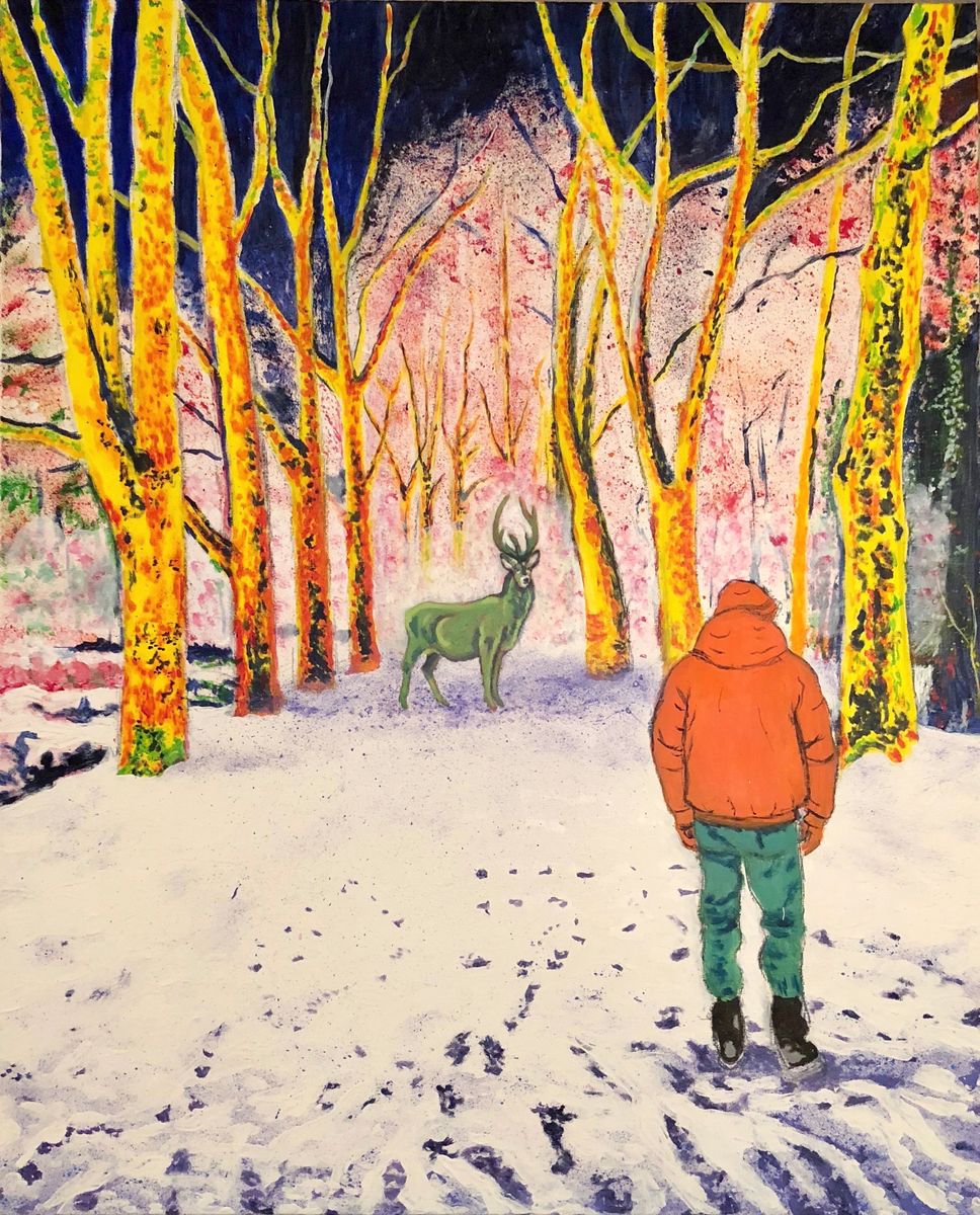 Expressive Landscape Acrylic Painting By Susan Stewart, 32 X 39", "On The Road", Original Artwork