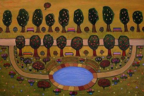 SEPTEMBER (Modern Contemporary Fine Arts Impressionistic Expressive Landscape Oil Painting LARGE SIZE URBAN ART OFFICE ART DECOR HOME DECOR GIFT IDEA) by Yaroslav Sobol