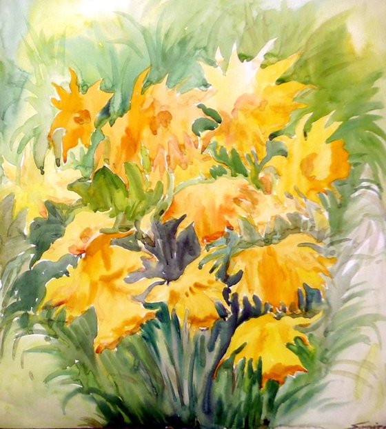 Beauty of  Yellow Flowers-Watercolor on Paper