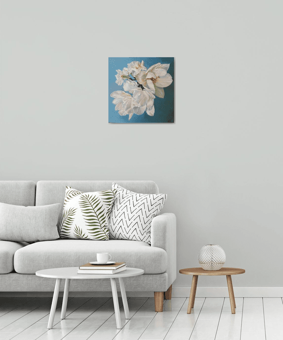 "White bouquet. "   flower  liGHt original painting  GIFT (2021)