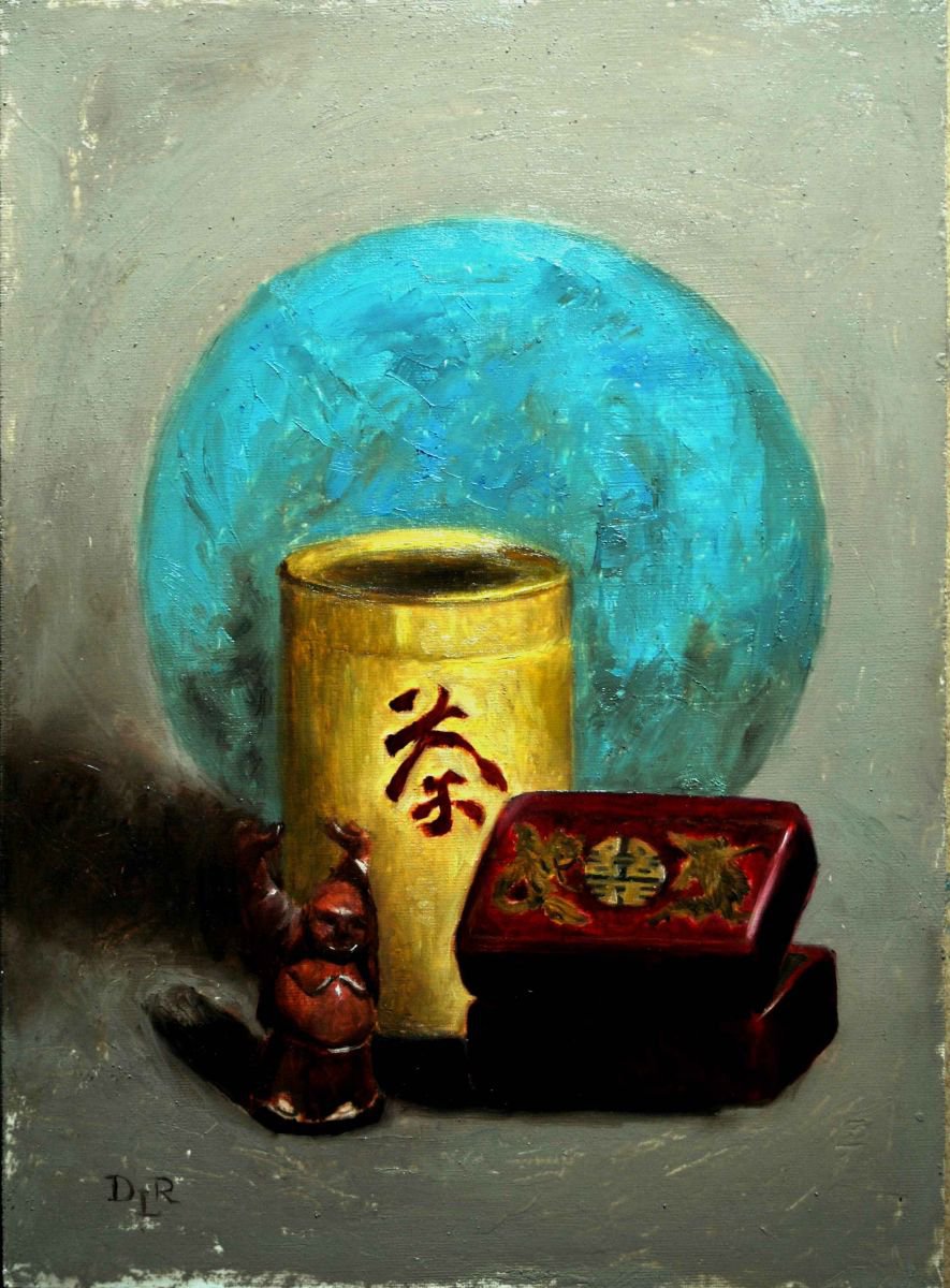 Photorealistic Still Life Oil Painting By Daniela Roughsedge, 9 X 13, Happy Buddha, Original Artwork