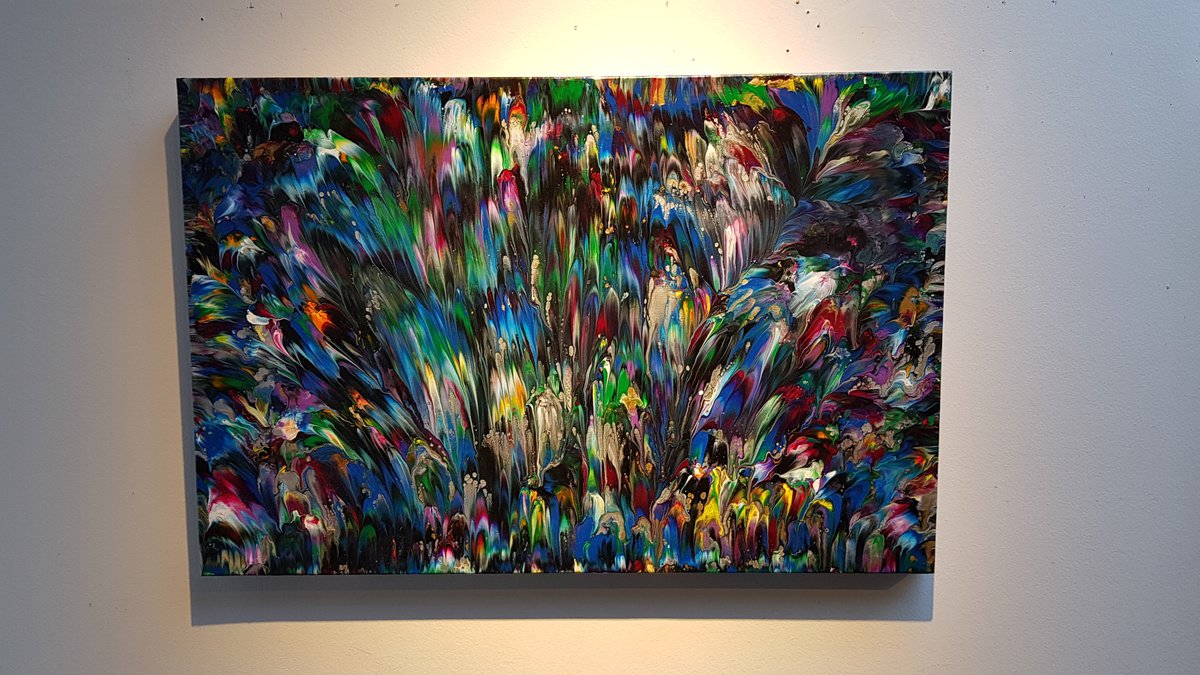 Abstract Acrylic Painting By Alexandra Romano, 36 X 24, Fireworks, Original Artwork