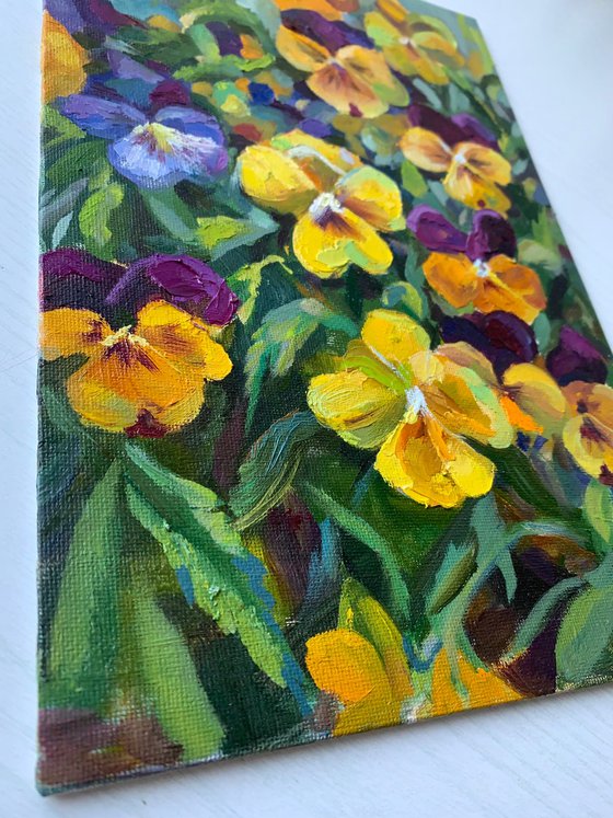 Spring flowers. Triptych . Oill Painting