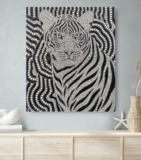 Hypnotic Black and White Tiger