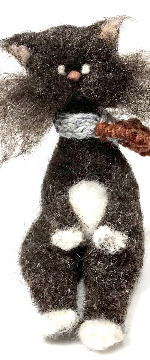 Cat , felted wool by Eleanor Gabriel