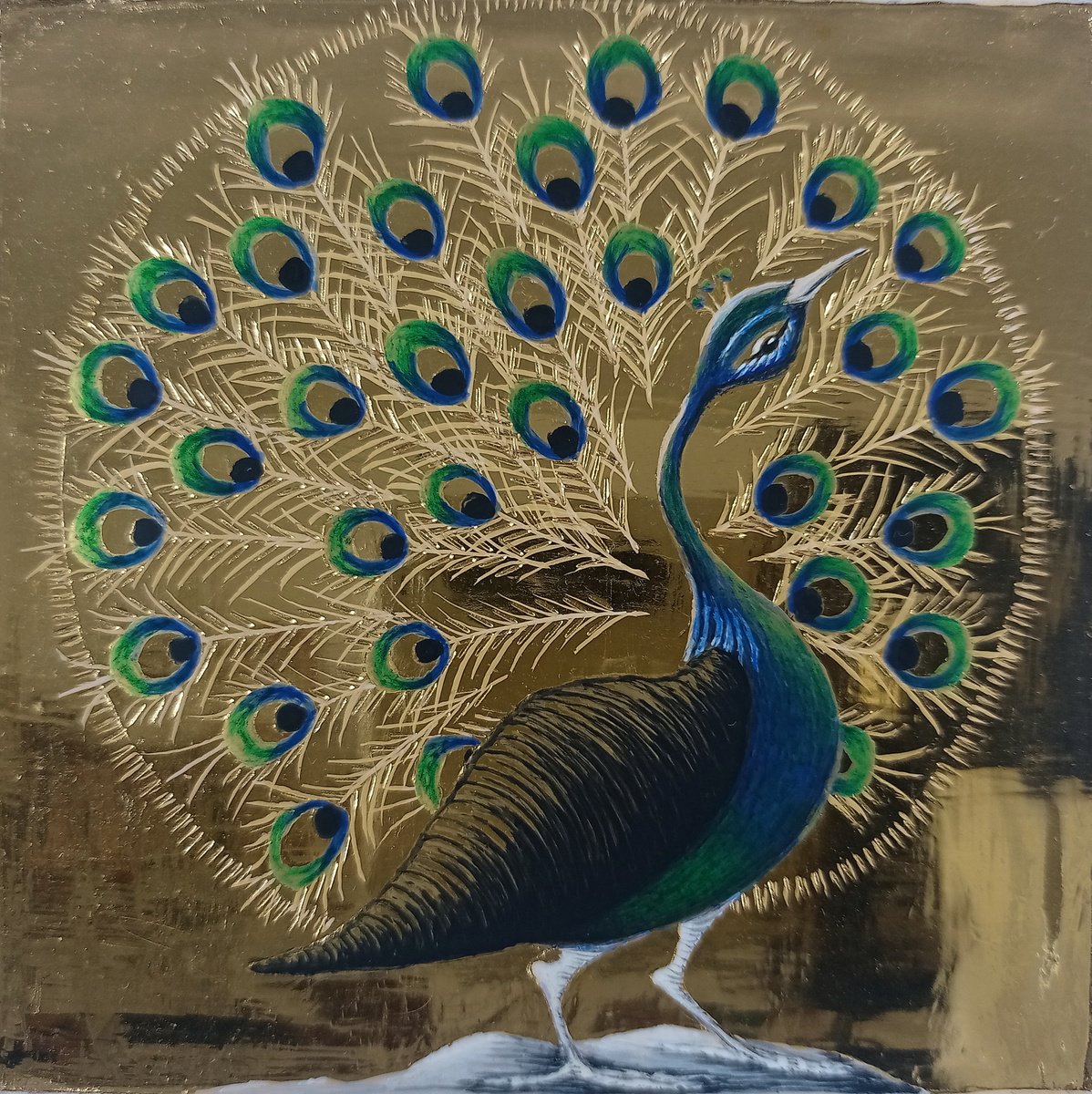 Blue-green Peacock by Lara Broecke