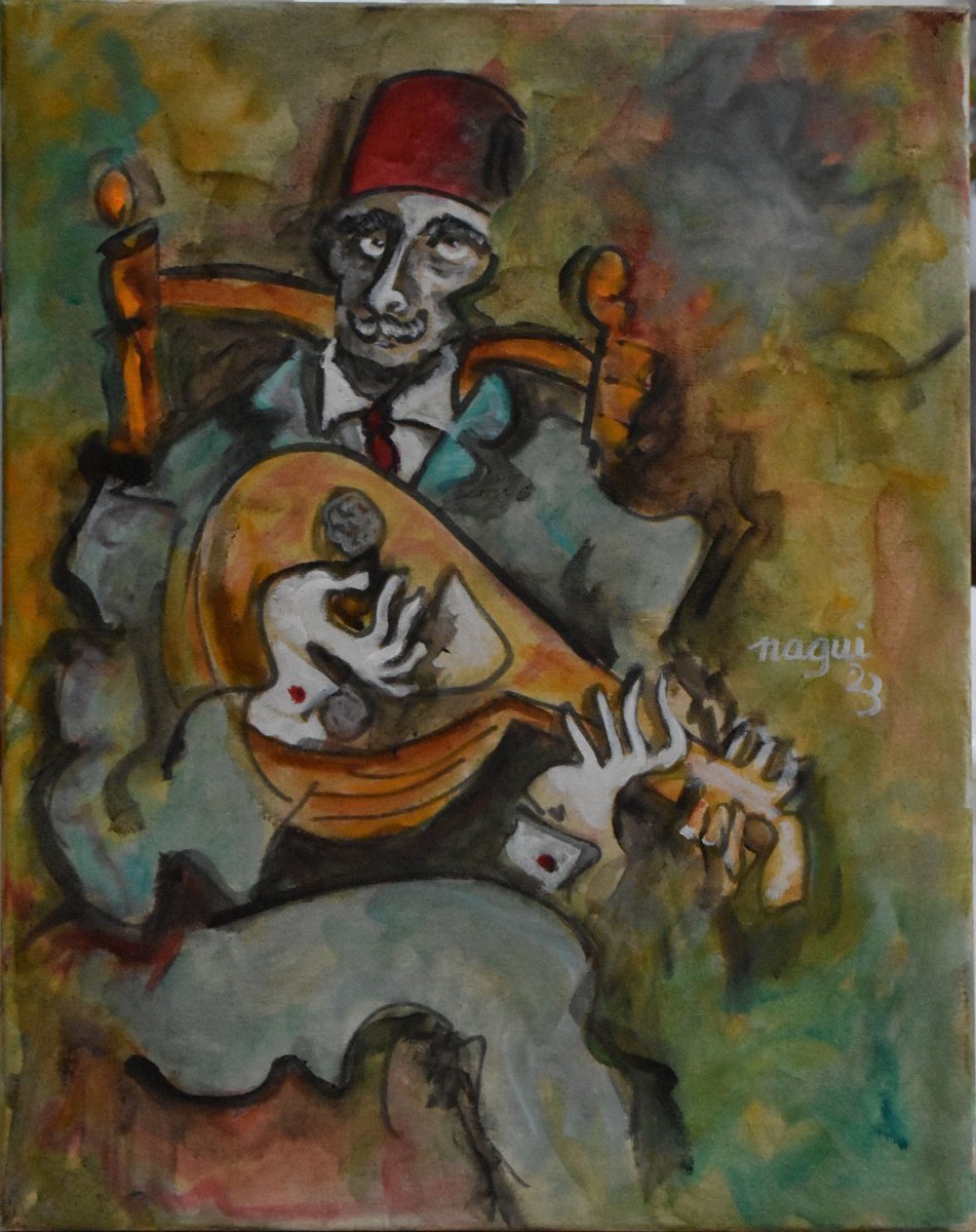 Expressive Portrait Acrylic Painting By Nagui, 16 X 20", Oudist 600, Original Artwork