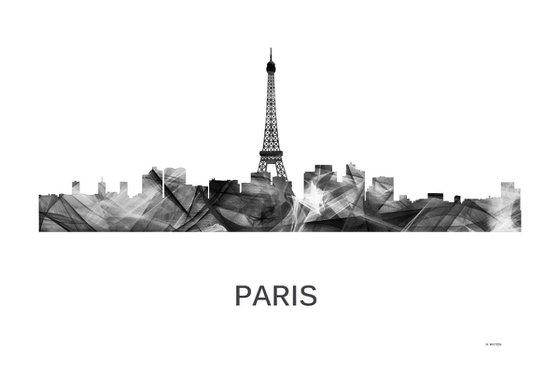 Paris, France Skyline WB BW
