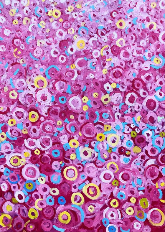 Pink mosaic, abstract pink painting