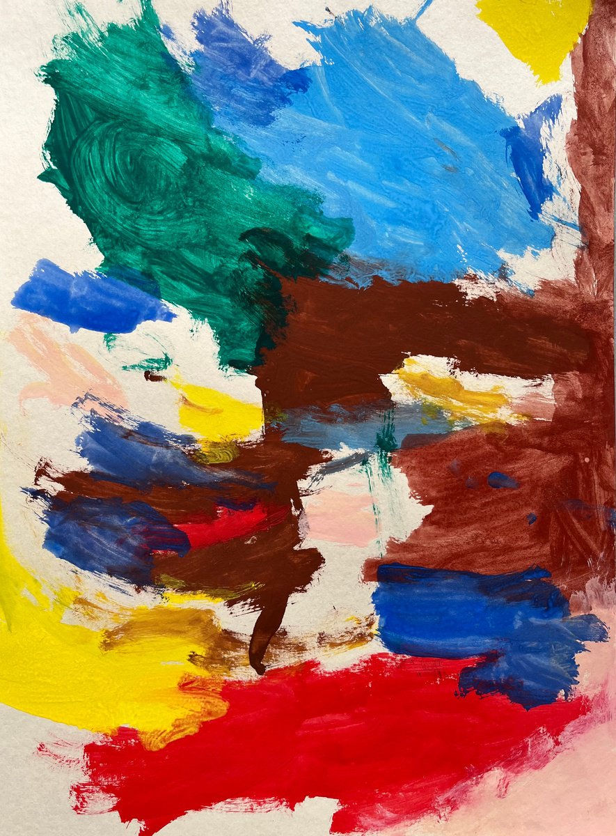 Naive Abstract Painting By Cadiou Frederic, 13 X 17, Beurre, Original Artwork