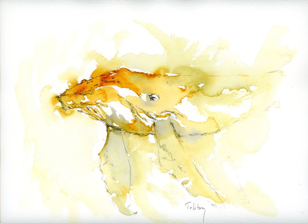 Impressionistic Animal Watercolour By Alex Tolstoy, 14 X 10, Humpback, Original Artwork