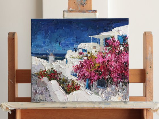 Bougainvillea in Santorini, Greece