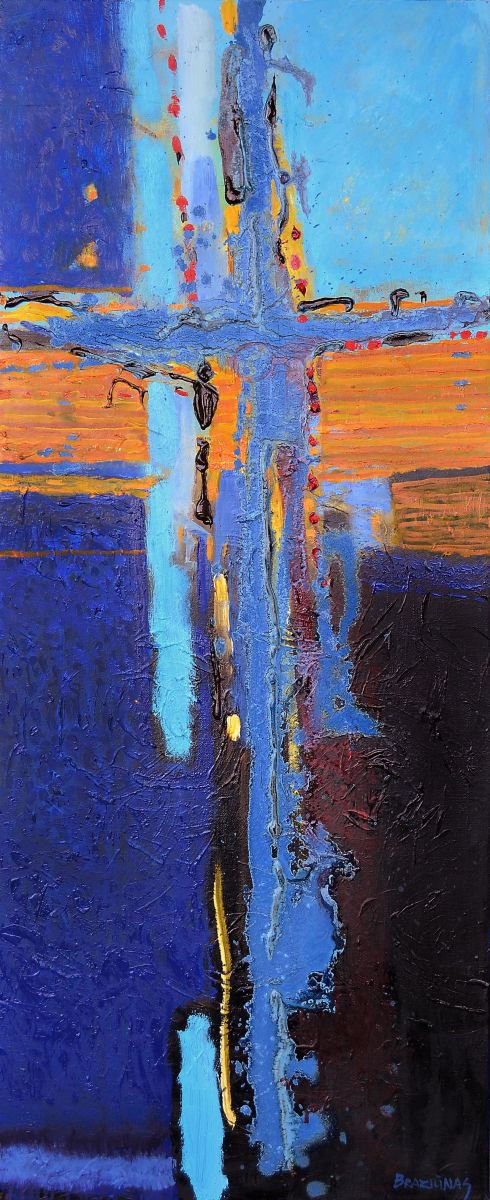 Plus, 100x40cm, oil painting abstract by Arturas  Braziunas