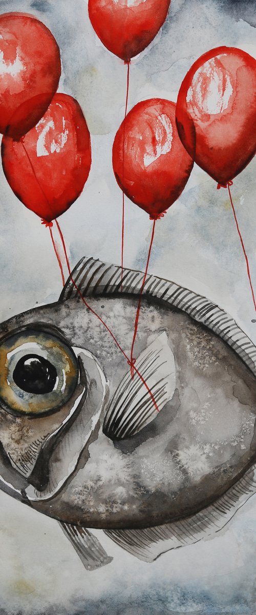 Fish With Red Balloons by Evgenia Smirnova