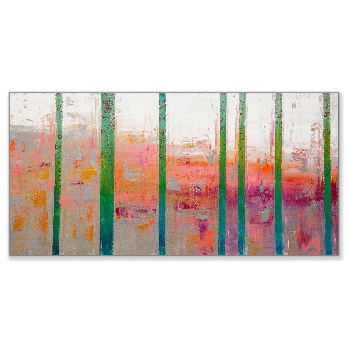 Abstract Acrylic Painting By Hilary Winfield, 48 X 24, Parallel Fields 6, Original Artwork