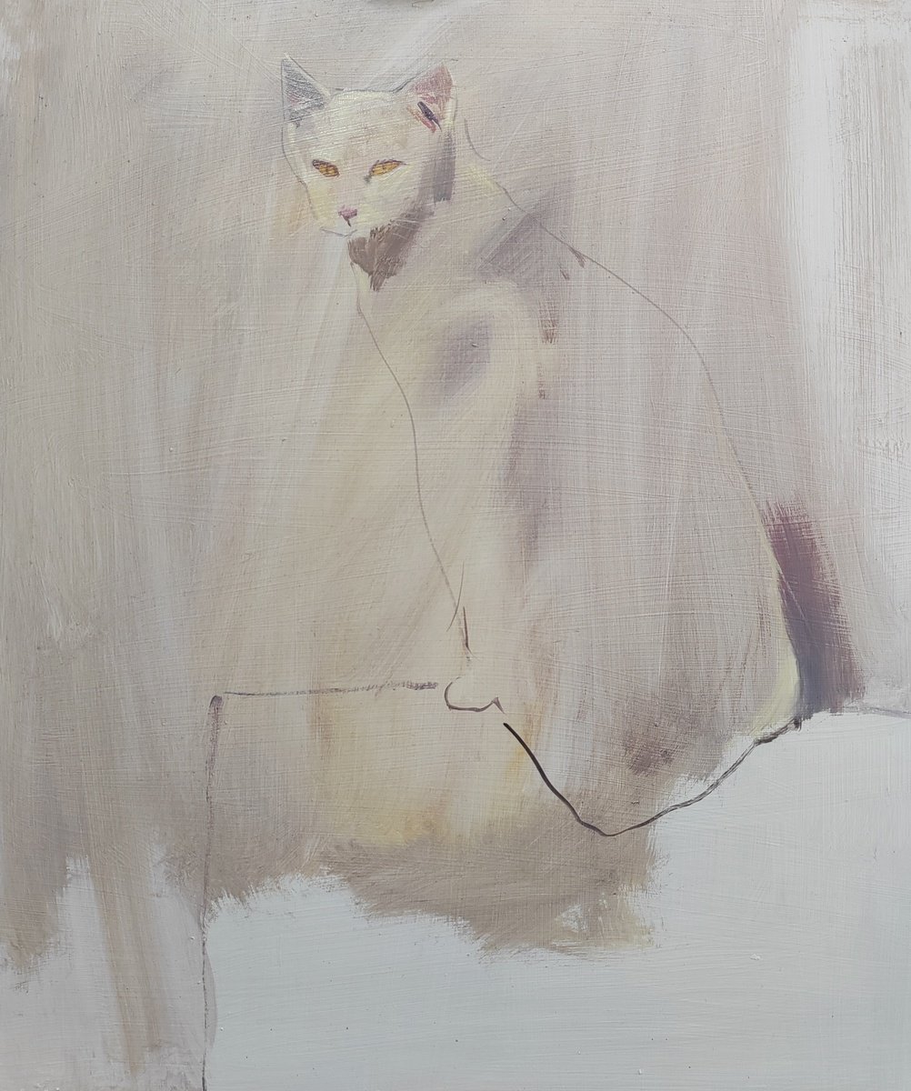 Expressive Animal Oil Painting By Robert Kormos, 14 X 17", The Amber Gaze, Original Artwork