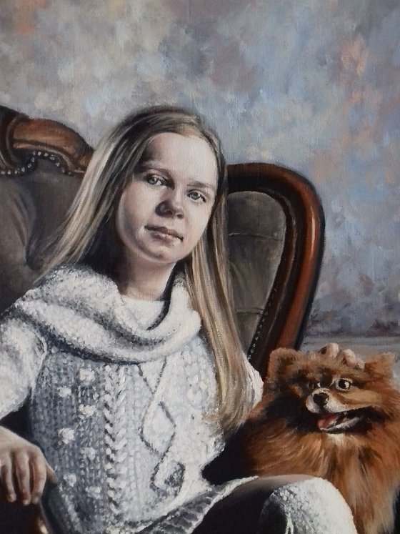 Портрет девушка с собакой
