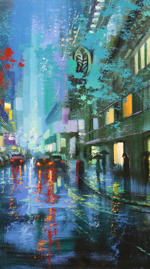 BLUE RAIN AND BROADWAY by Chin H Shin