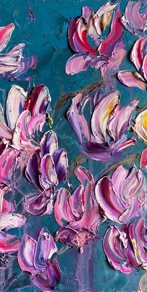 Magnolia on Grey IV by Mily Art