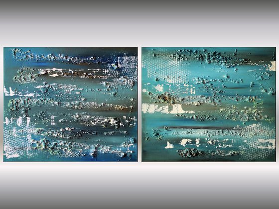 Blue Vision   - abstract acrylic painting canvas wall art blue modern art