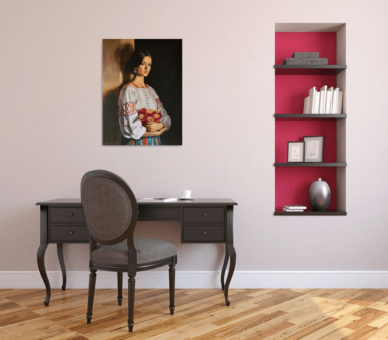 A portrait with apples