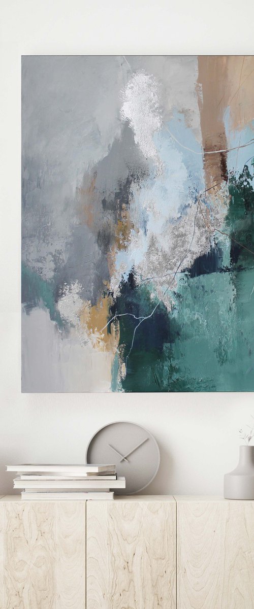 "Coast" Abstract green gray brown art by Yana Sagan