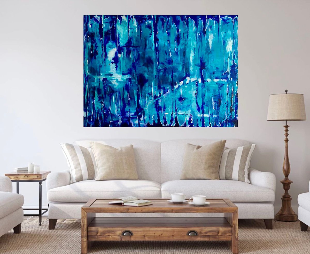 Blue dreams inspired by nature for interior design 112 x 82 x 2 cm by Olga Koval