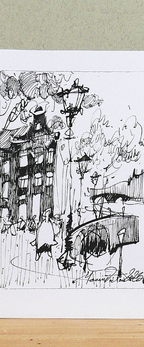 Amsterdam, Ink urban sketch. by Marin Victor