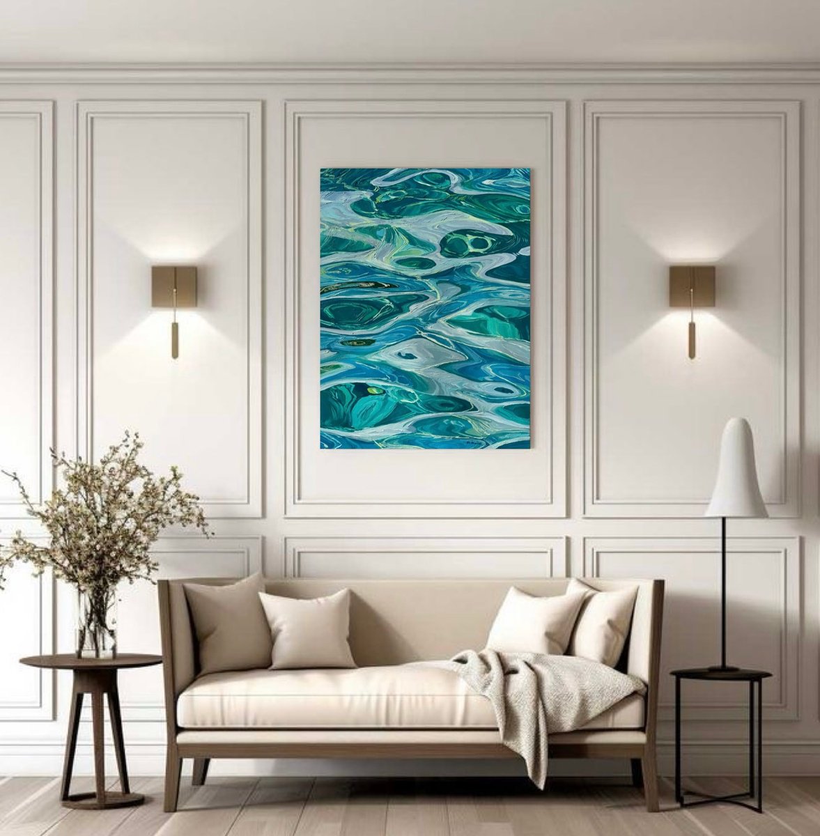 Abstract Landscape Oil Painting By Ulyana Korol, 24 X 32", Fluid Illusions, Original Artwork