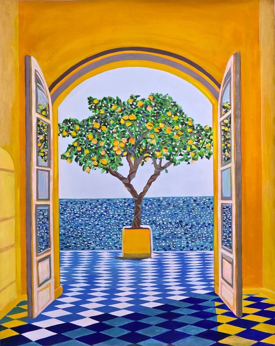 Seascape with lemon tree