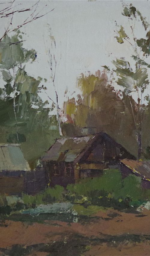 Landscape oil painting, Village View, One of a kind, Signed, Handmade art. by Vahe Yeremyan