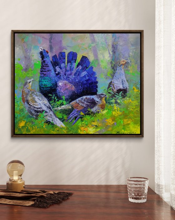 Black Grouse in the Summer Forest