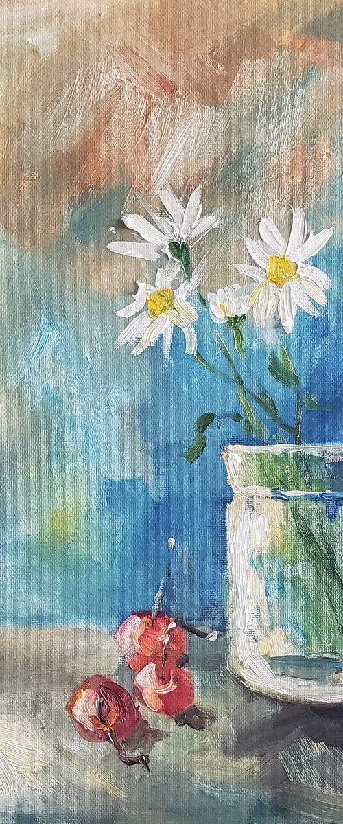 "3 Cherries" - Still Life - Daisies by Katrina Case
