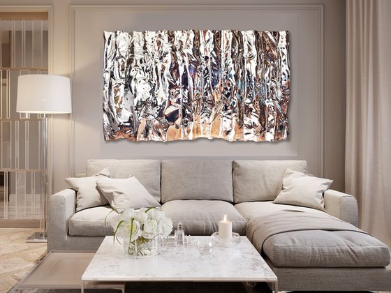 Reflections in Silver  215 cm x 120 cm 3-D Modern Abstract