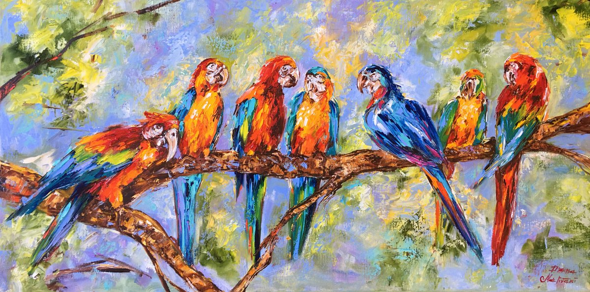 Impressionistic Animal Oil Painting By Diana Malivani, 39 X 20, Seven, Original Artwork