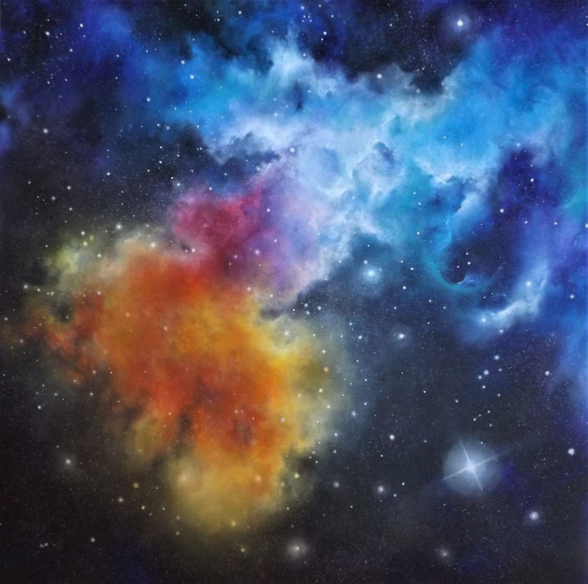 Fire & Ice (reworked) - Space Art, Nebula, Acrylic Large Wall Art by Lisa Price