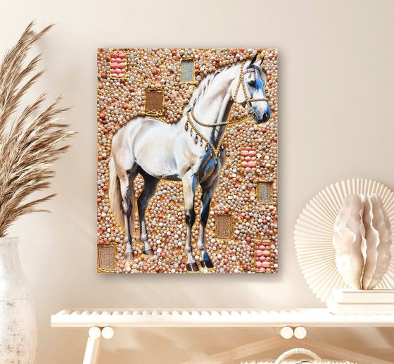 Horse. Pearl painting