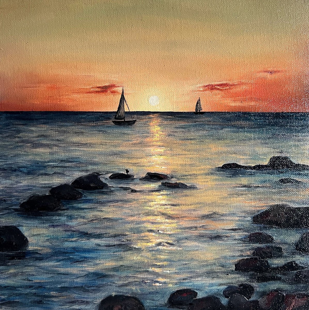 Between Two Shores By Valentina Ash, 12 X 12, Artwork For Sale On Artfinder