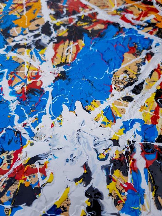 Tempus N-1 - (W)150x(H)150 cm. Style of JACKSON POLLOCK. Abstract Expressionism Painting