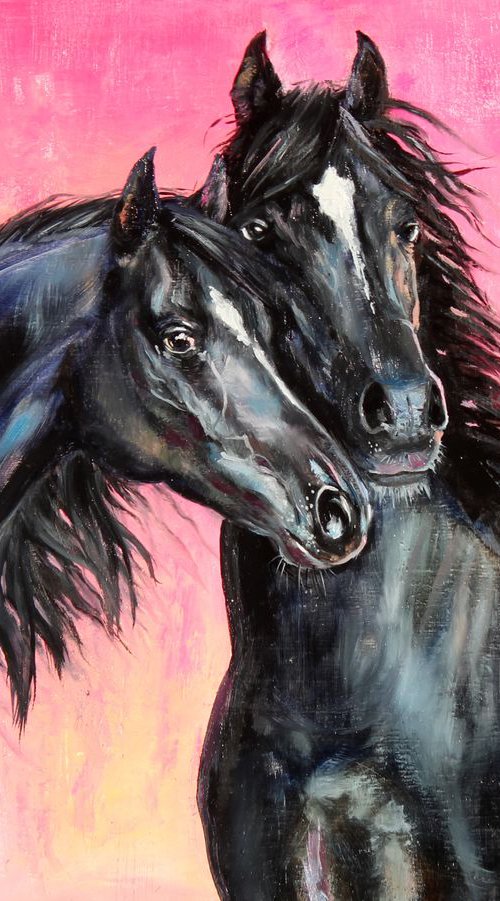 Black horses by Elina Vetrova
