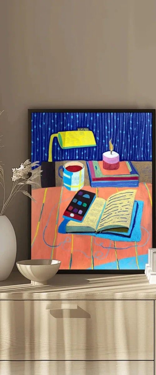 Quiet Desk in Blue Light by Sasha Robinson