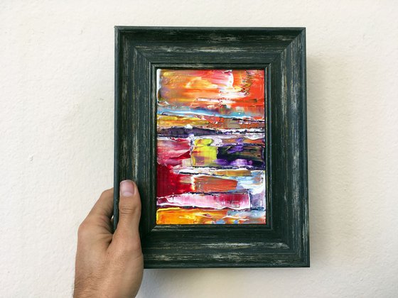 "Cobbled Together" - FREE USA SHIPPING - Original PMS Micro Painting On Glass, Framed - 8 x 10 inches