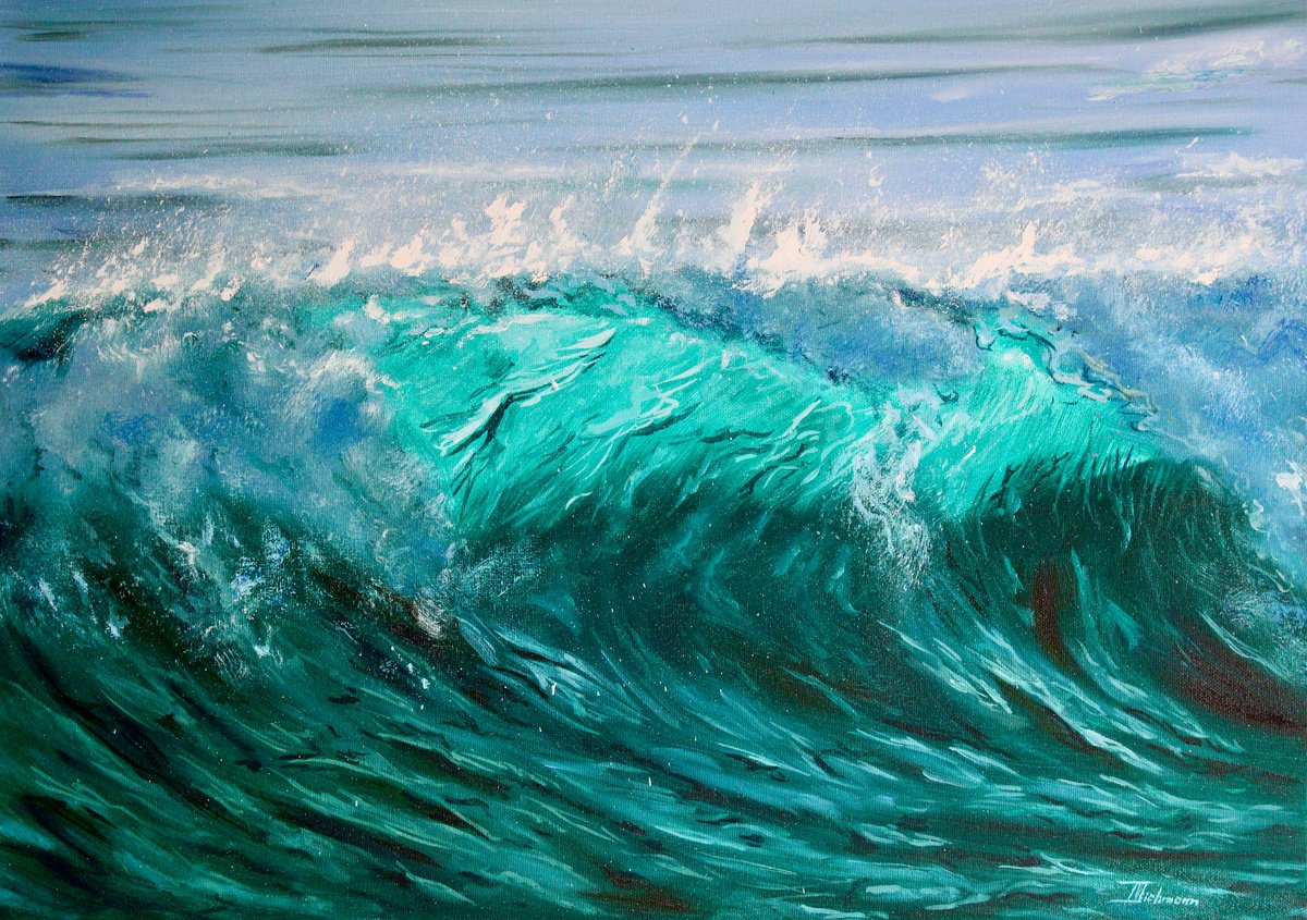 Impressionistic Landscape Oil Painting By Liza Illichmann, 28 X 20", A Happy Moment, Original Artwork