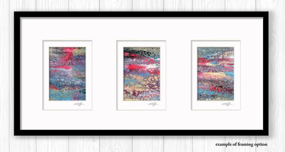 Abstract Dreams Collection 5 - 3 Small Matted paintings by Kathy Morton Stanion