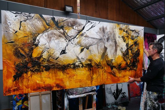 Golden Sienna 270cm x 120cm Sienna Rust Textured Abstract Art